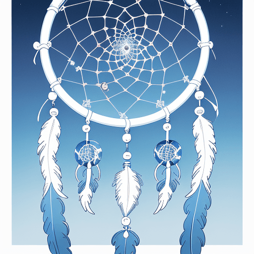 AI generated: Dream Catcher, in the style of crisp neo-pop illustrations, sky-blue, nightcore, trompe-l'œil illusi...