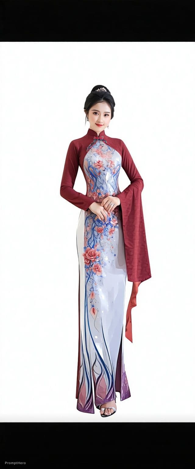 AI generated: score_9, score_8_up, score_7_up, 1girl, asian, olive skin, sexy pose, (elegant dress, decorated dres...