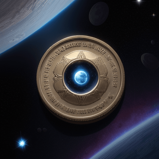 AI generated: A coin in the deep space