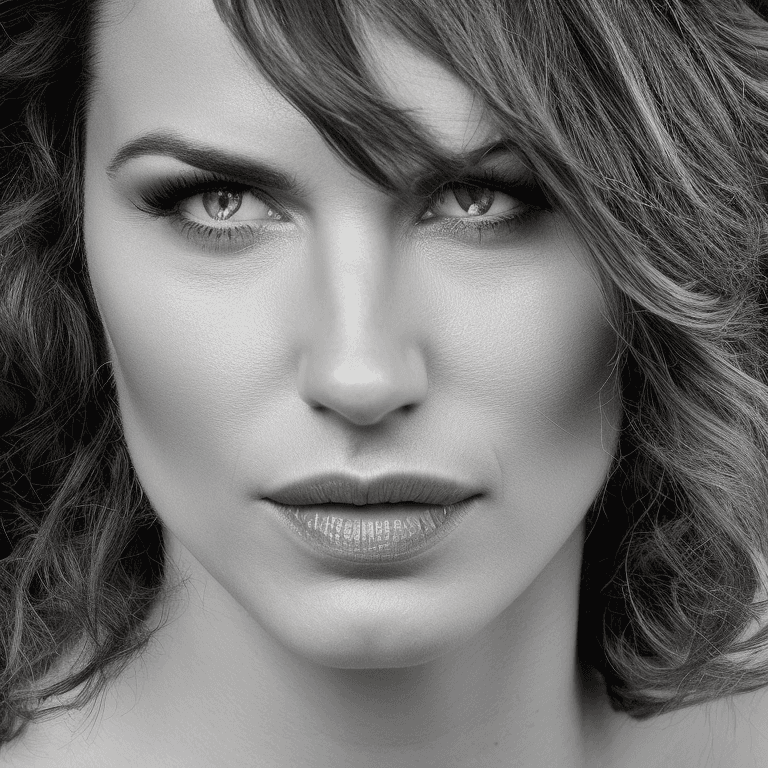 AI generated: a portrait photo of voluptuous gothic woman light blue eyes,nude,textured skin,pubic hair,simple bac...