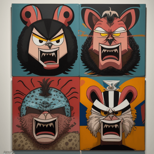 AI generated: jay bennett tv program 'loudonian', 1987, acrylic on canvas, 45 x 36 in, in the style of graffiti-in...