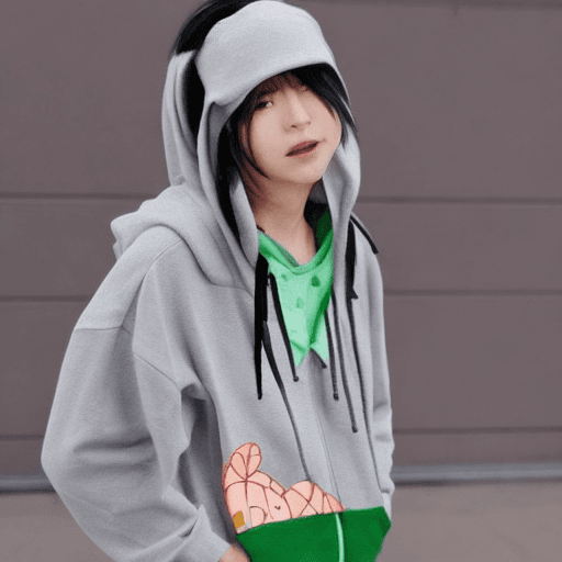 AI generated: Anime: [Character: A cute and kawaii anime-style character with white skin, bright green eyes, and d...
