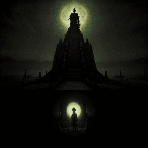 AI generated: zombie Alexander the great, monument in Babylon , dark and lunar fire, - art by HP lovecraft and Ale...