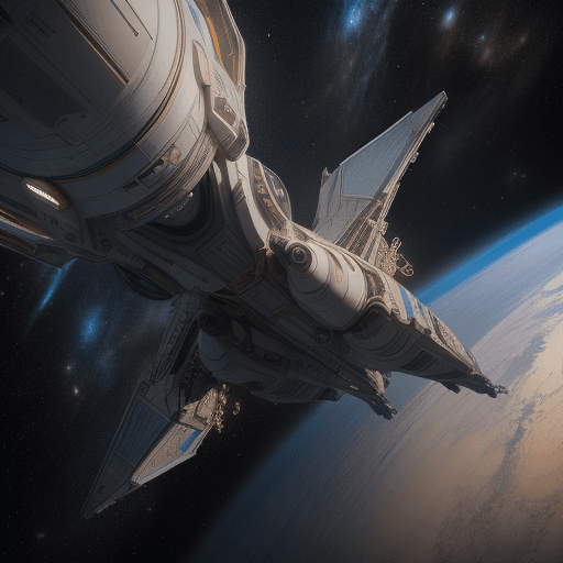 AI generated: the model is in space and is touching a spaceship intricate artwork, watch earth, octane render, tre...