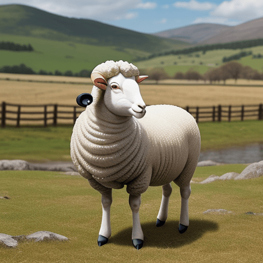 AI generated: Photo of a ultra realistic sheep in the plenty 