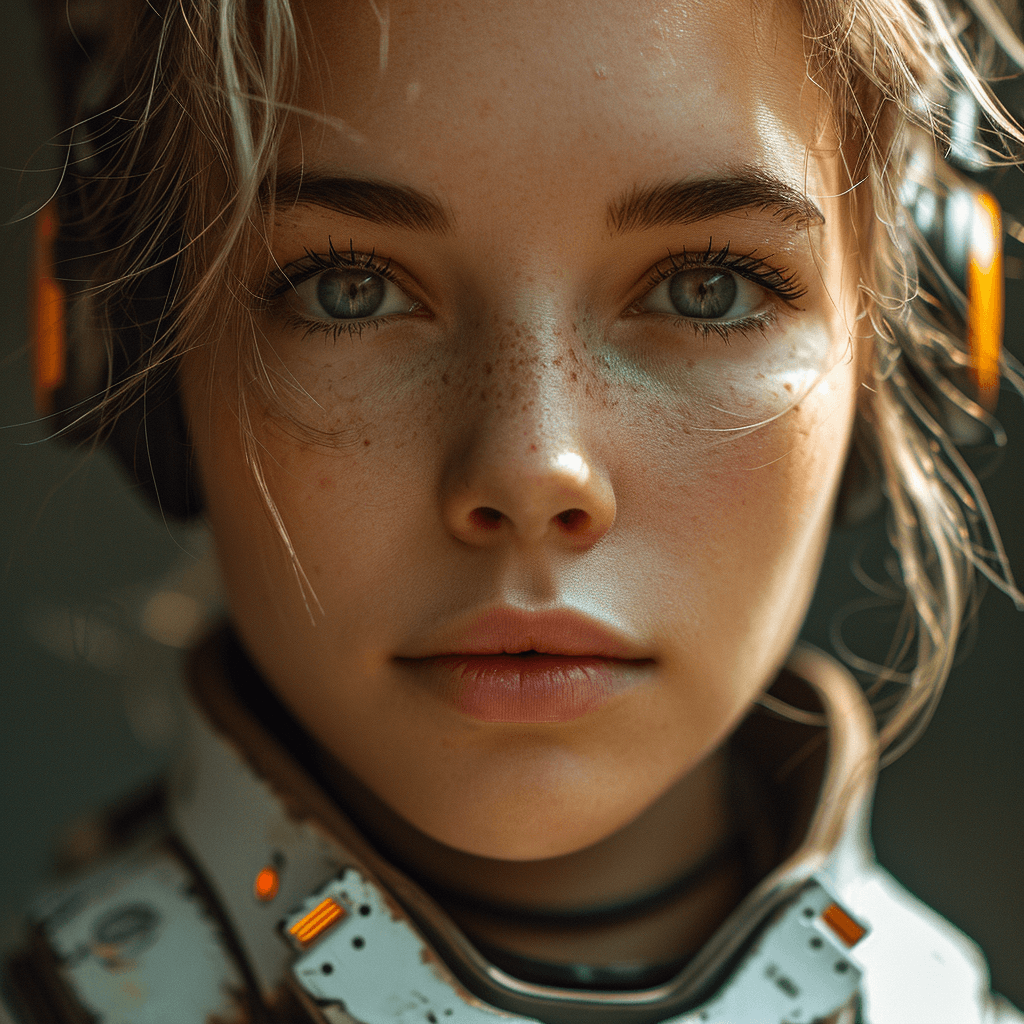 AI generated: Portrait photography, candid, Mercy from Overwatch, realistic skin, detailed facial features --s 550...