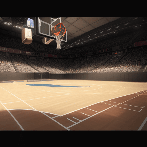 AI generated: high resolution photo of a basketball field , 2d background , gaming , 4k , unreal engine 5 , from s...