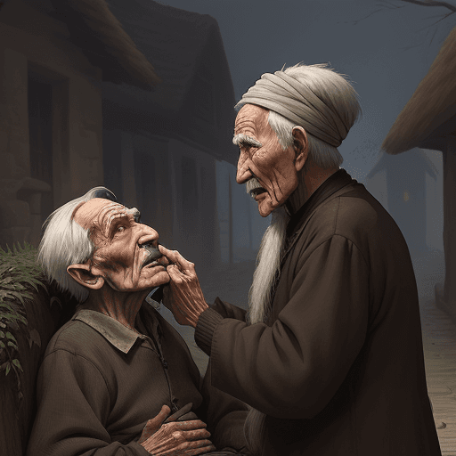 AI generated: a very old village grandfather talks to death
