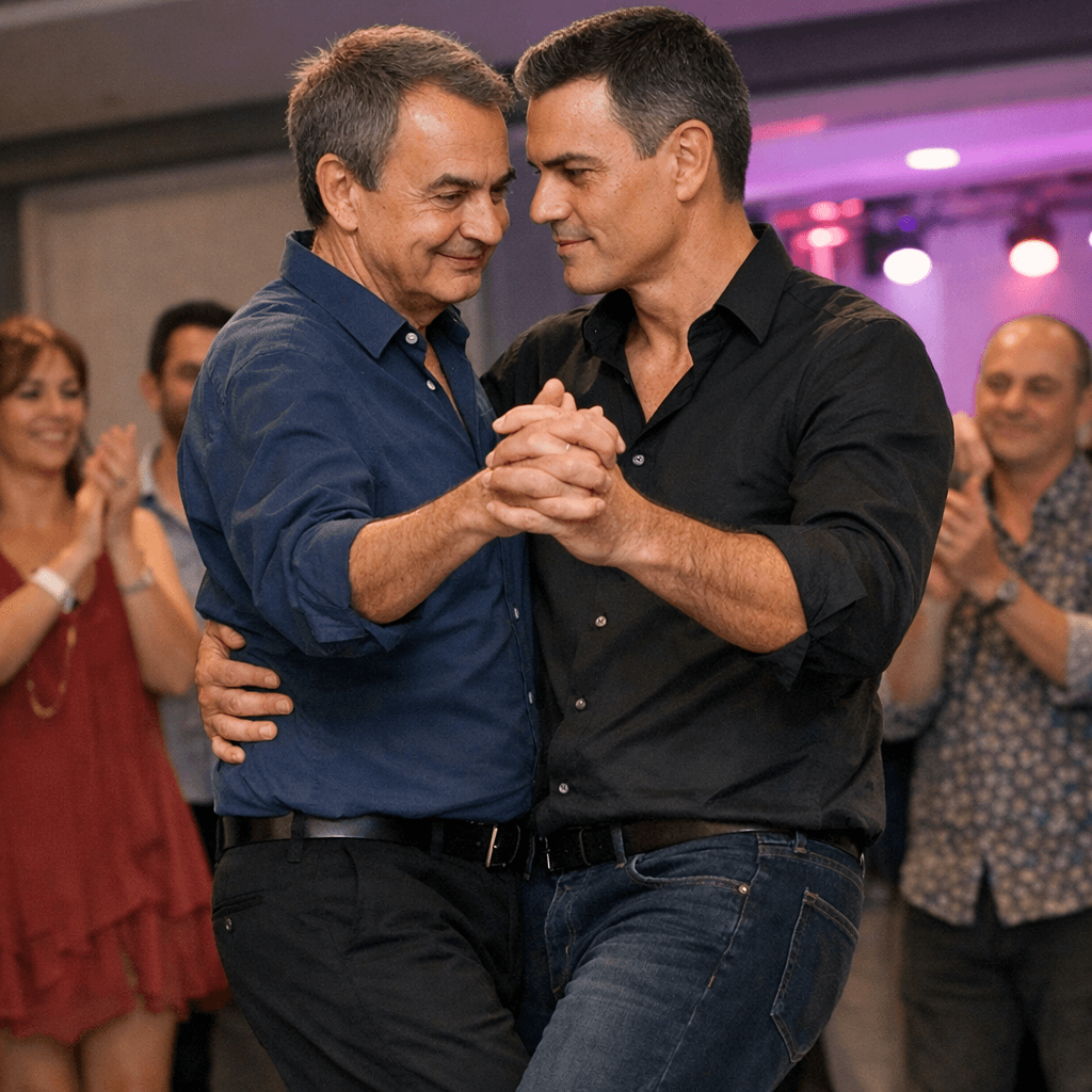 AI generated: Zapatero and Pedro Sanchez dance bachata