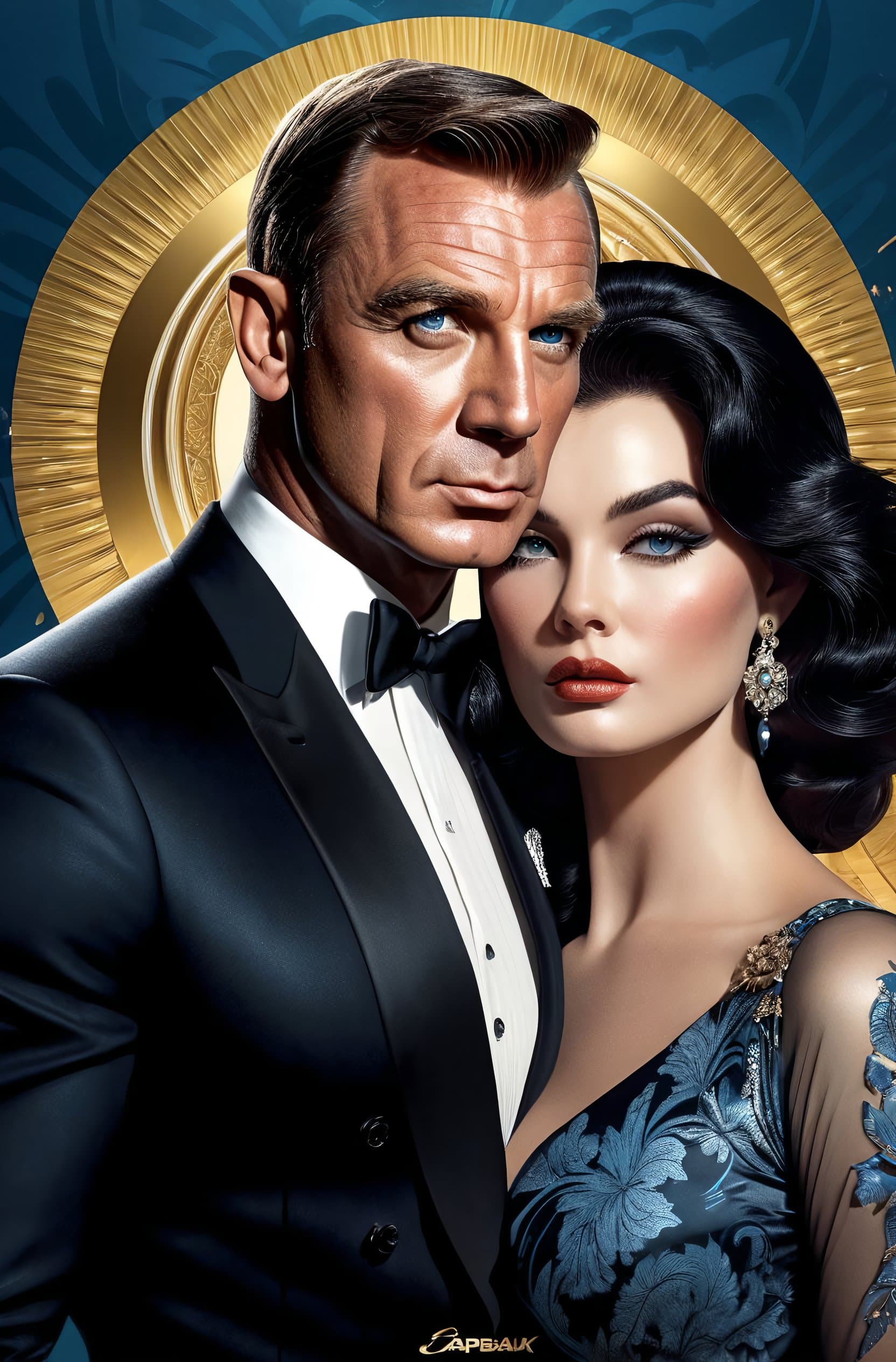 AI generated: vintage poster of a james bond movie by karol bak, james jean, tom bagshaw, rococo, sharp focus, tre...