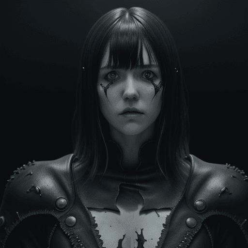 AI generated: Guts, from Berserk series, warlock, leather eye patch, white strand in bangs, evil look, thoughtful ...