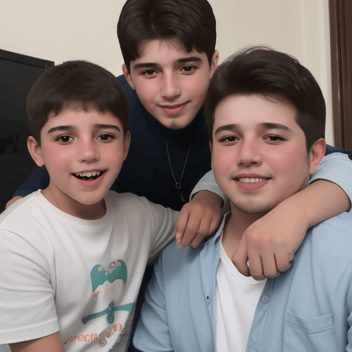 AI generated: papas dan una buena noticia a su hijo de 17 años en casa y el se ve muy feliz por la noticia y salta...