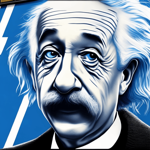AI generated: movie poster, albert einstein, in black, white and blue, in the style of yoh nagao, light-focused --...