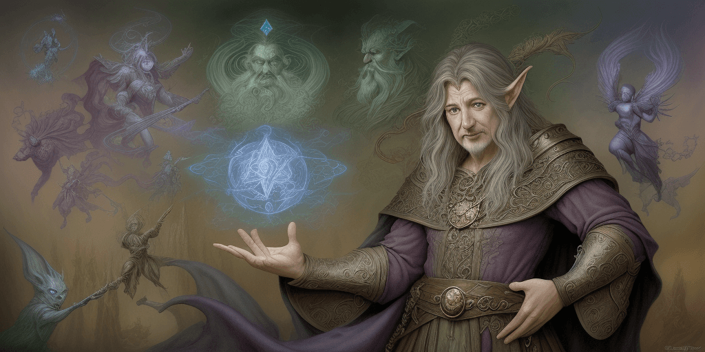 AI generated: A powerfull wizard in a fantasy world. Artist: {randomly selected} famous fantasy artists, in the st...