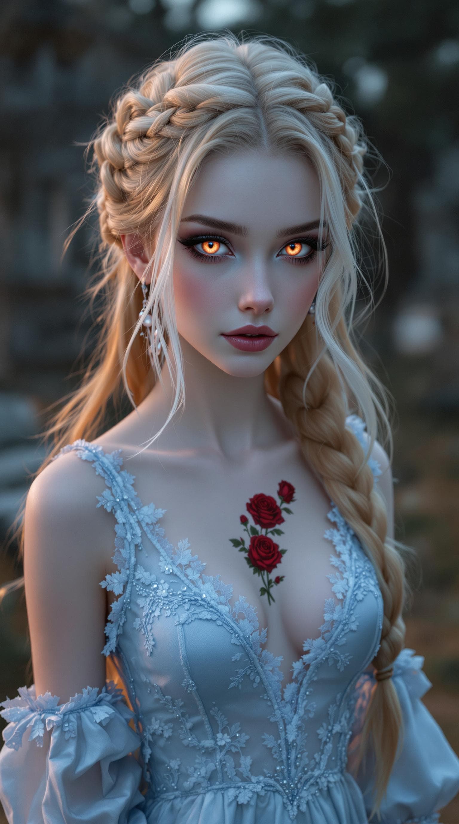 AI generated: a professional photo of a exceptionally of the most beautiful Russian vampire girl in the world, (ag...