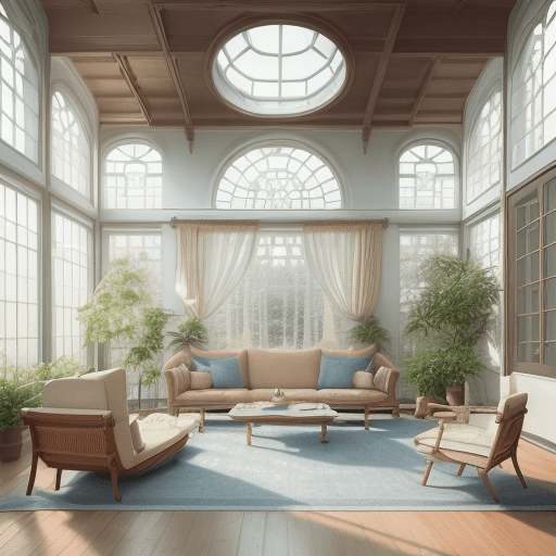 AI generated: High resolution photography interior design, dreamy sunken living room conversation pit, wooden floo...