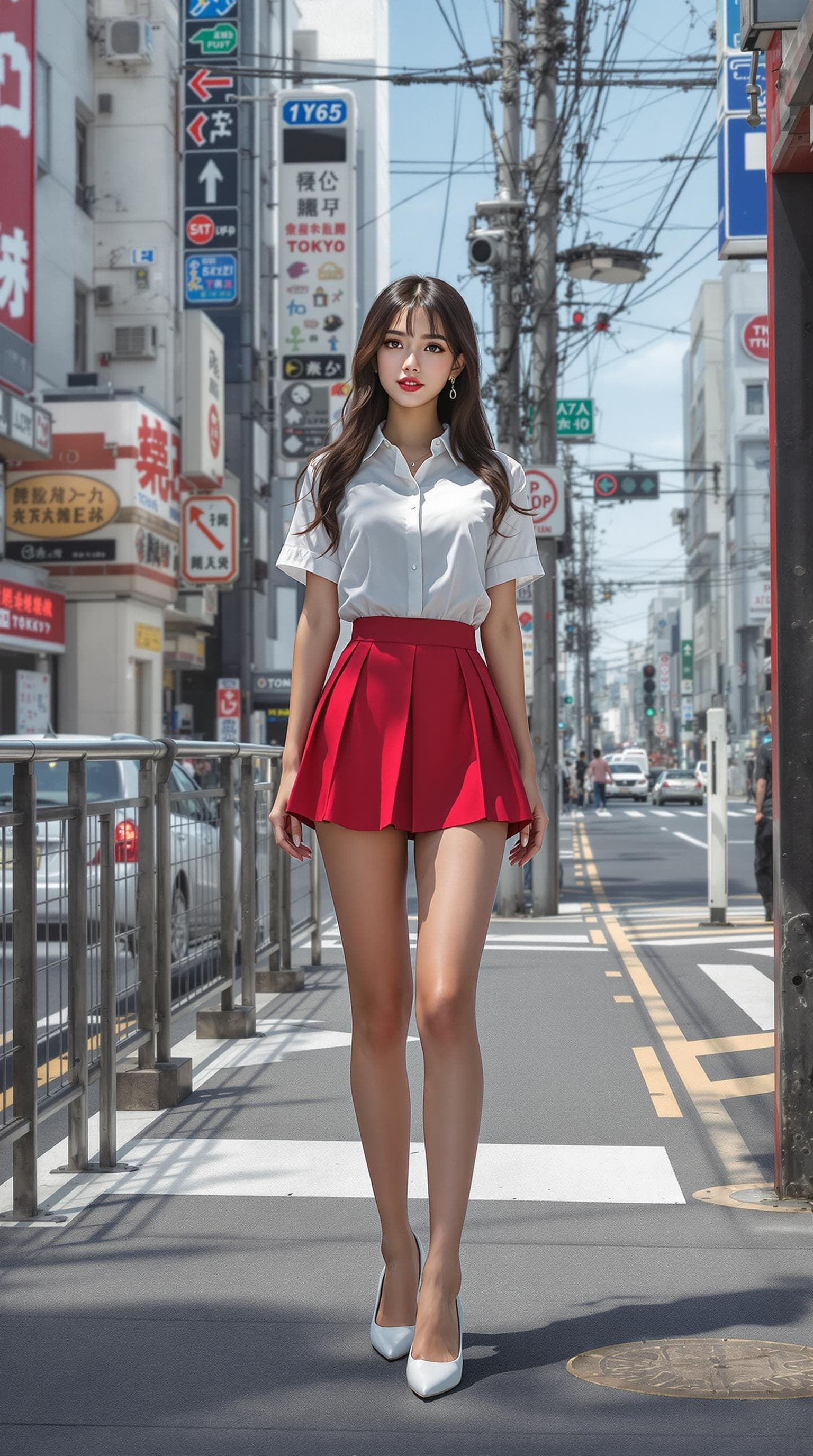 AI generated: beautiful photorealism, a girl, Indian woman, perfect anatomy, wearing a white short sleeves shirt, ...