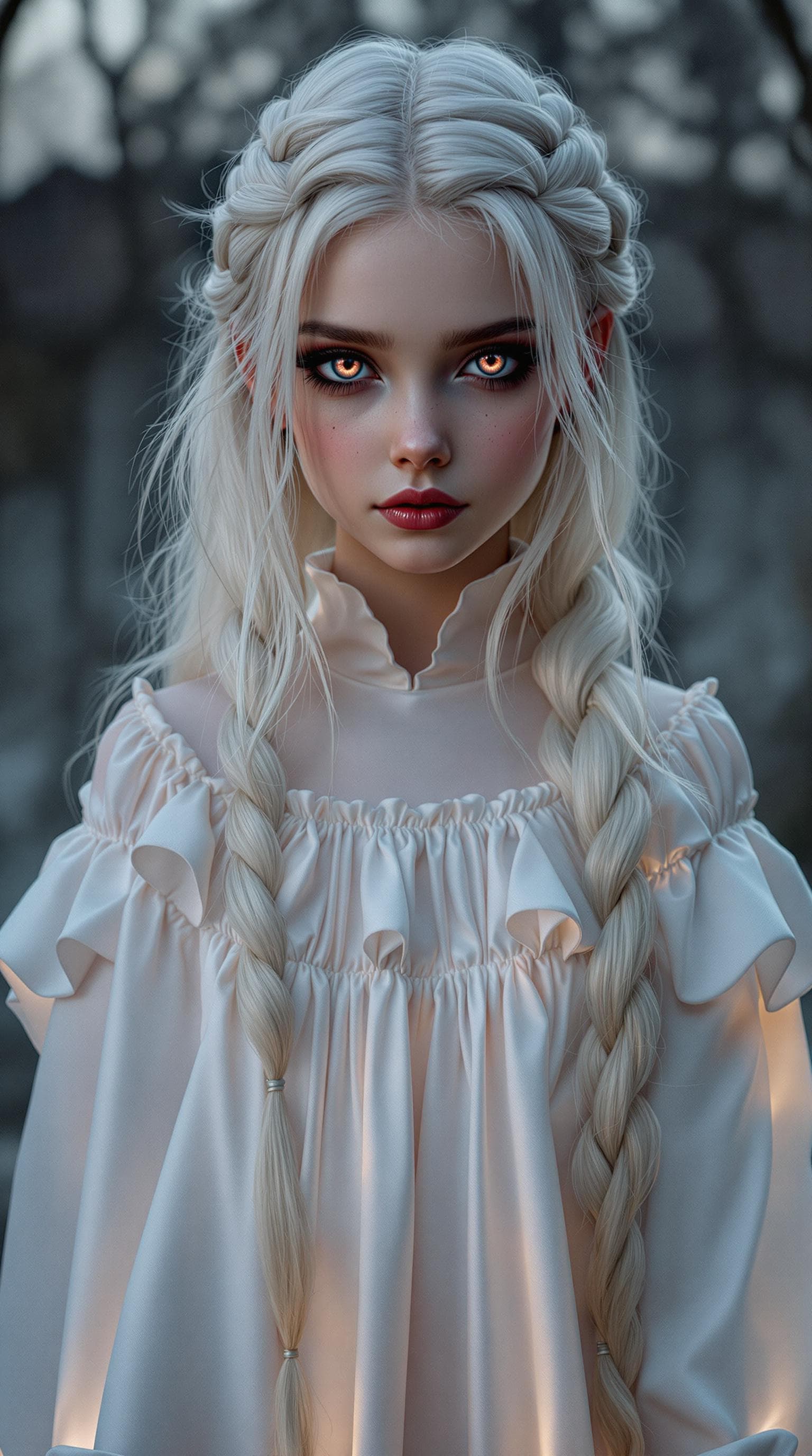 AI generated: a professional photo of a exceptionally of the most beautiful Russian vampire girl in the world, (ag...