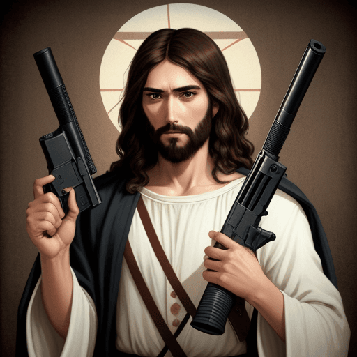 AI generated: Jesus with a gun