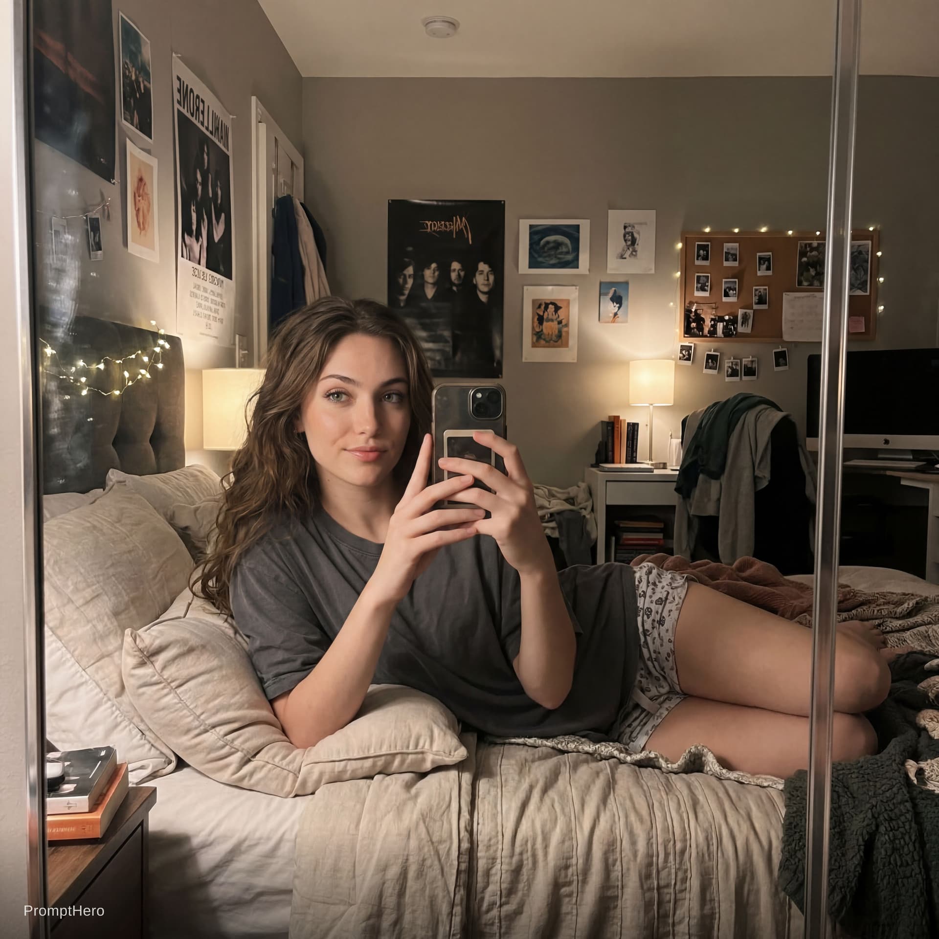 AI generated: 18 year old woman, long brown hair,  green eyes, white, slender curvy body with large breast and rou...