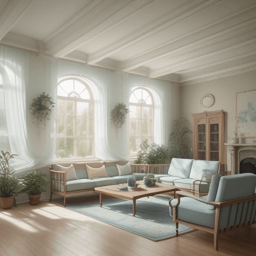 AI generated: High resolution photography interior design, dreamy sunken living room conversation pit, wooden floo...