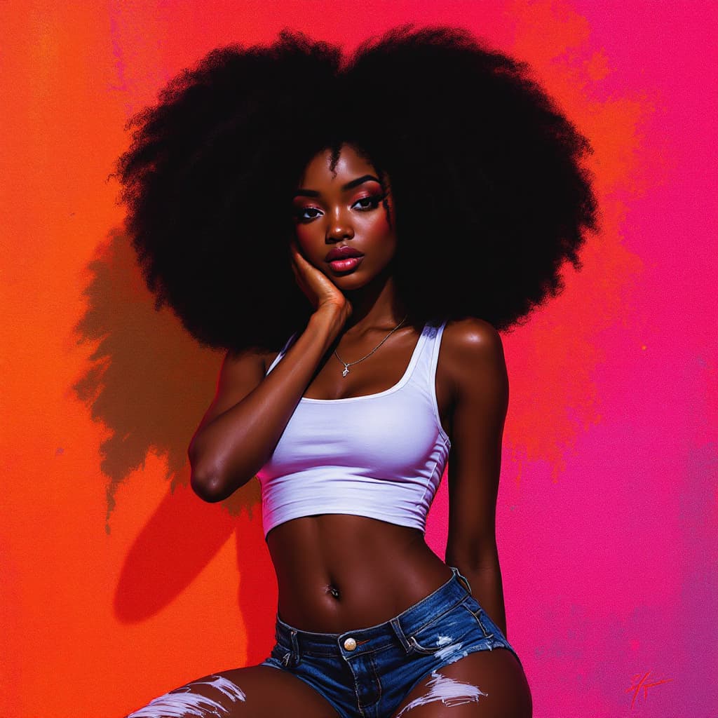 AI generated: Young Black Girl, Slim Thick