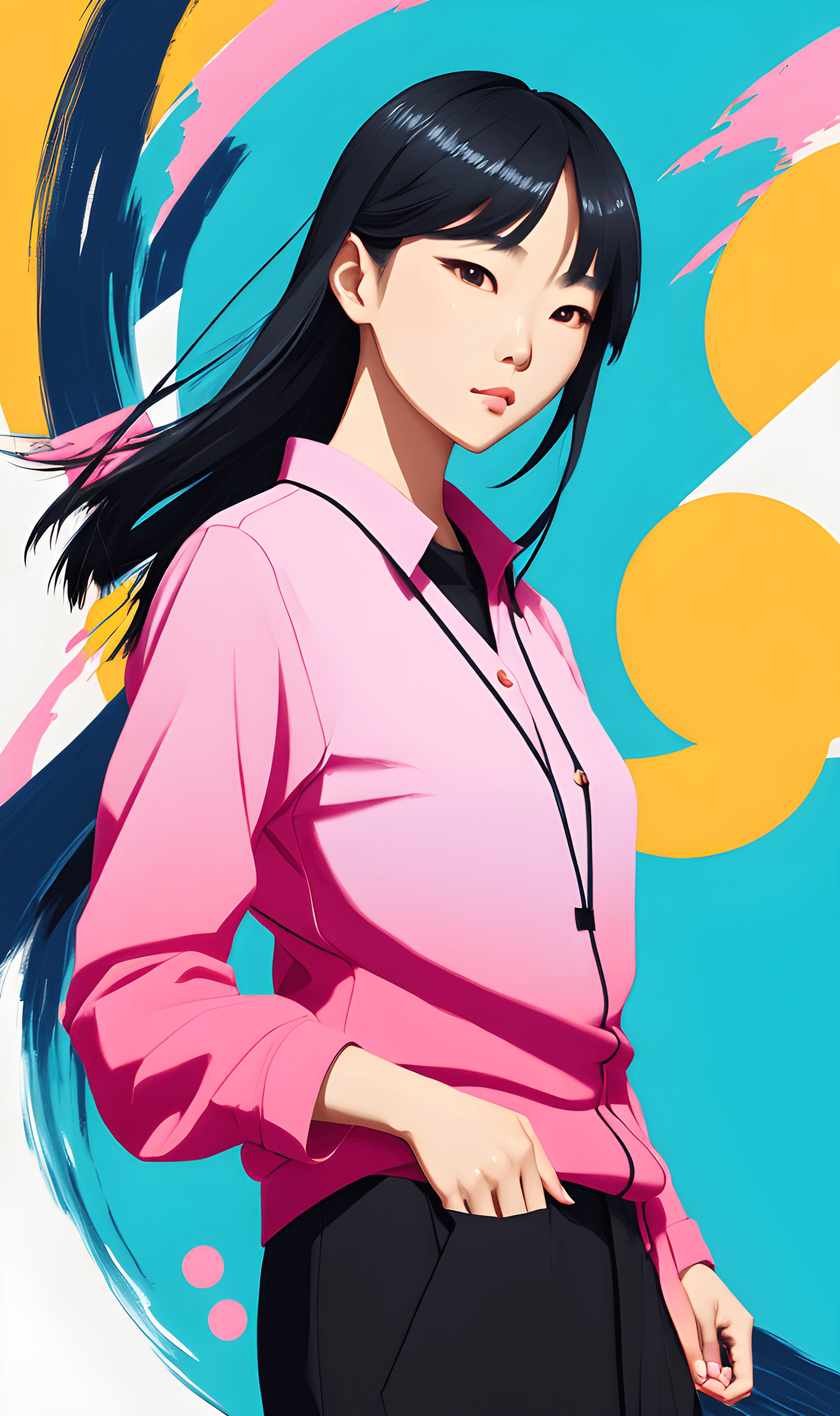 AI generated: portrait , saturated art ,  saturated colors,  Asian Features, pretty Korean girl,  8k 
 Vibrant co...