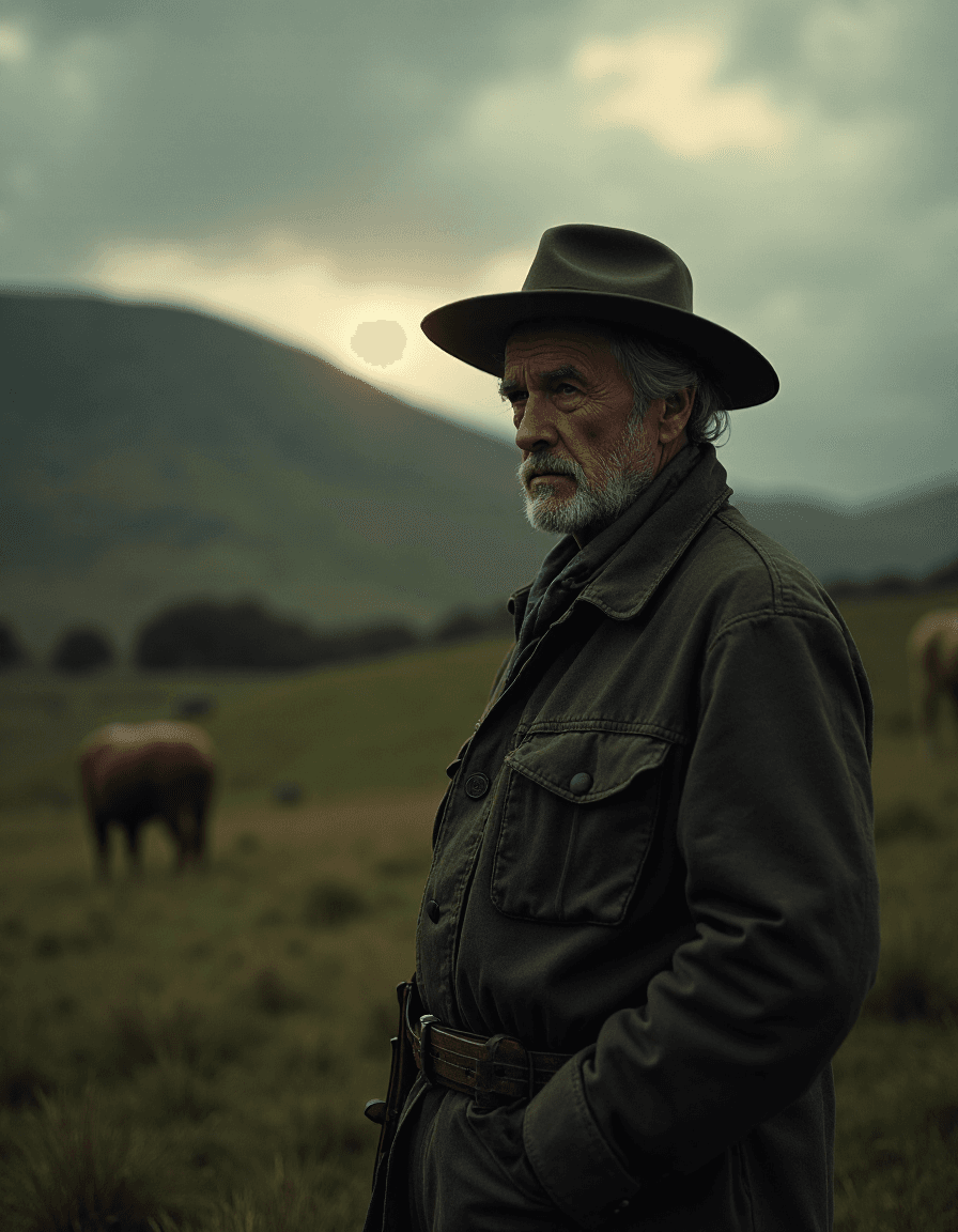 AI generated: hdr, epic realistic sad farmer in wales, medium shot rutkowski, rim light