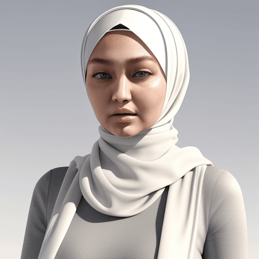 AI generated: Photo of a ultra realistic Gigi Hadid, in Hijab outfit, hyper realistic, extreme details, white back...