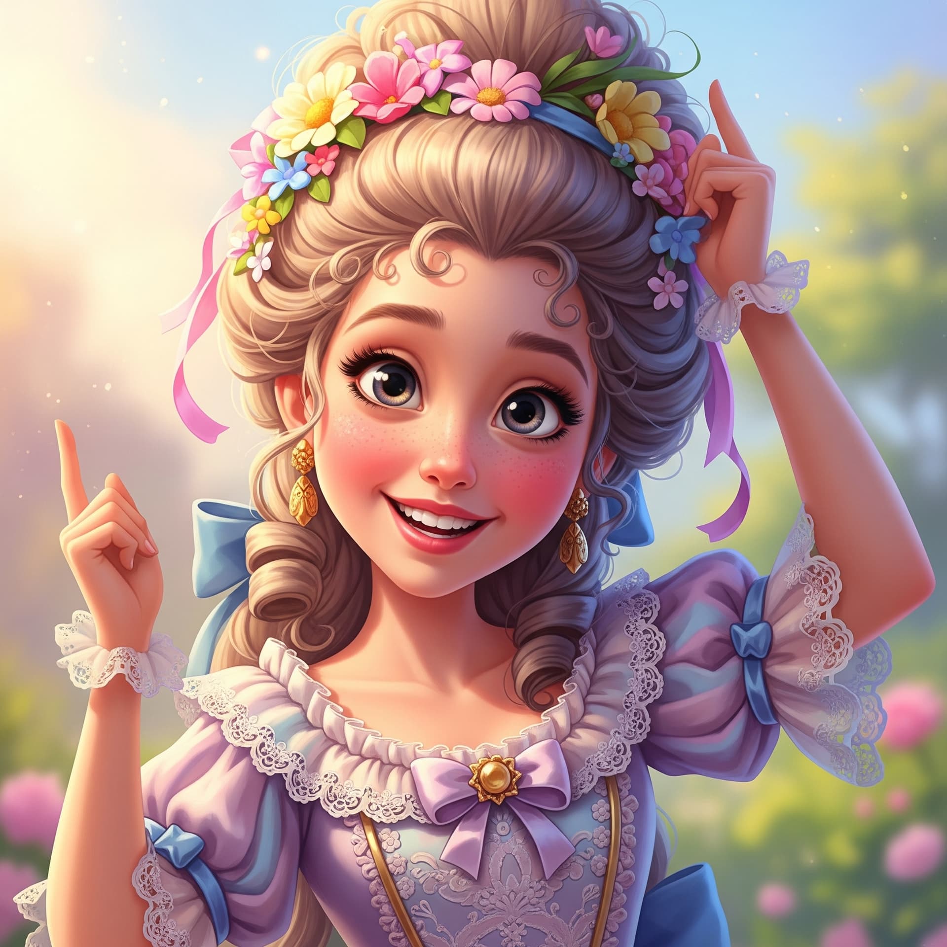 AI generated: A close-up, 32k UHD image of a girl, rendered in a vibrant, caricatured style that blends the aesthe...