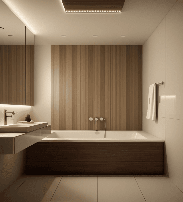 AI generated: 4k,8k,hyper realistic photography of a sepreate bathroom,modern themed,luxury,modern ,wood,led light...