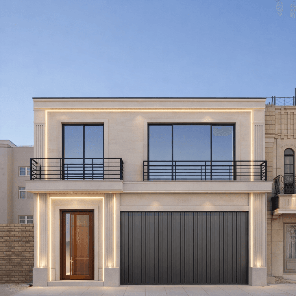 AI generated: A photorealistic image of the building exactly as it exists, with only the top floor completely remo...