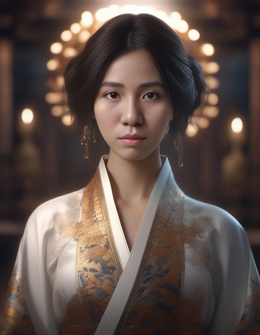 AI generated: A female artist, subdued, sharp focus, studio photo, highly detailed, UHD, 8K, intricate details,  d...