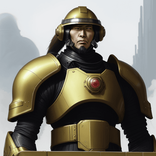 AI generated: Illustration in manga style of a supreme commander observes his army marching on a colony orbiting E...