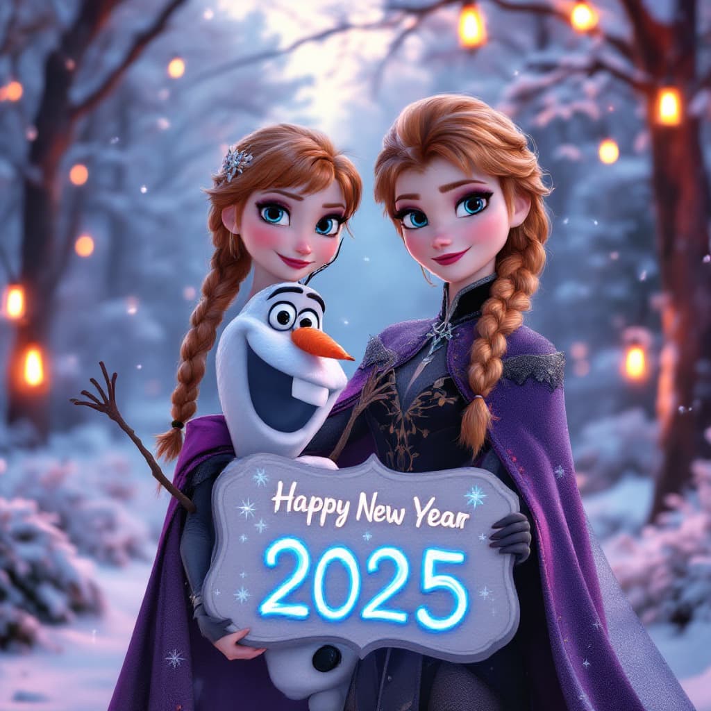 AI generated: Create a highly realistic and seductive photo of Princess Anna and Olaf from Disney's Frozen. Depict...
