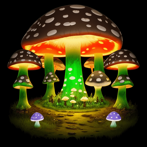AI generated: large glowing mushroom forest --style raw --v 6.0
