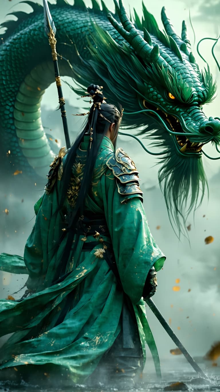 AI generated: 3D render hyper-realism, Ray tracing, unreal engine 5. A fierce warrior holding a spear in his hand,...