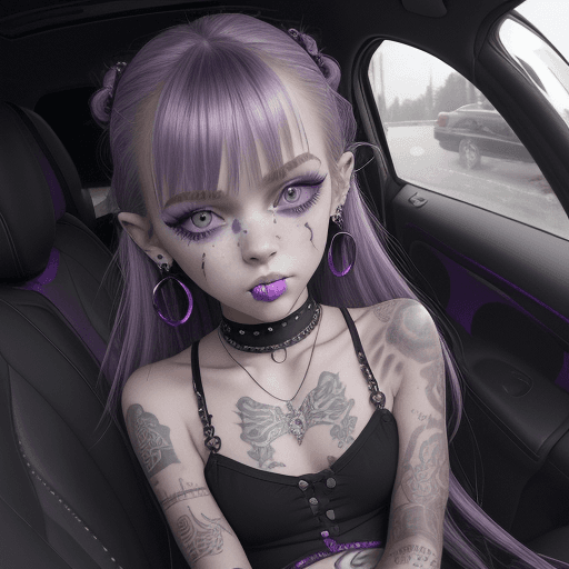 AI generated: from above, pov, kristina pimenova gets anal fucked on the backseat of a car, alternative, emo, pier...