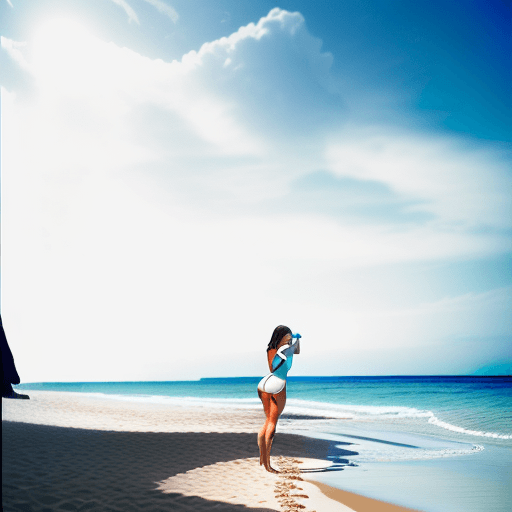 AI generated: High resolution photography 
 , White small bikini, on the beach