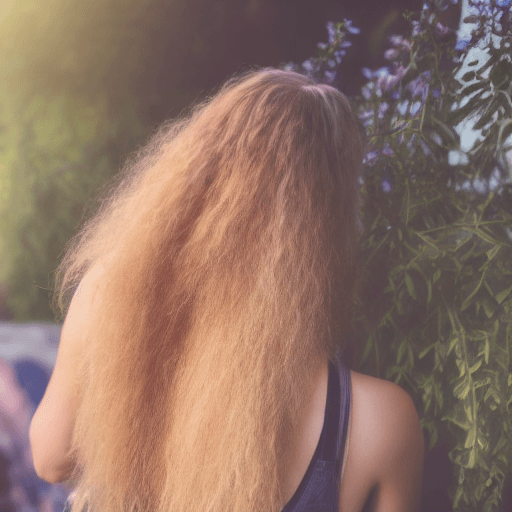 AI generated: Portrait of a beautiful lady, with a long beautiful hair, view from back, in a summer outside, high ...