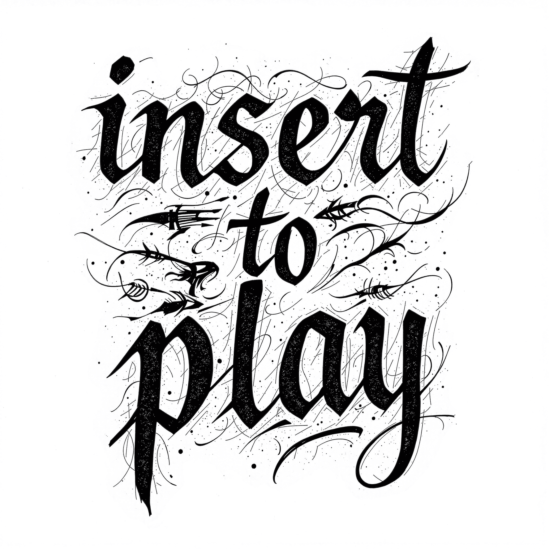 AI generated: a tattoo design template with the text "insert to play" on a white background