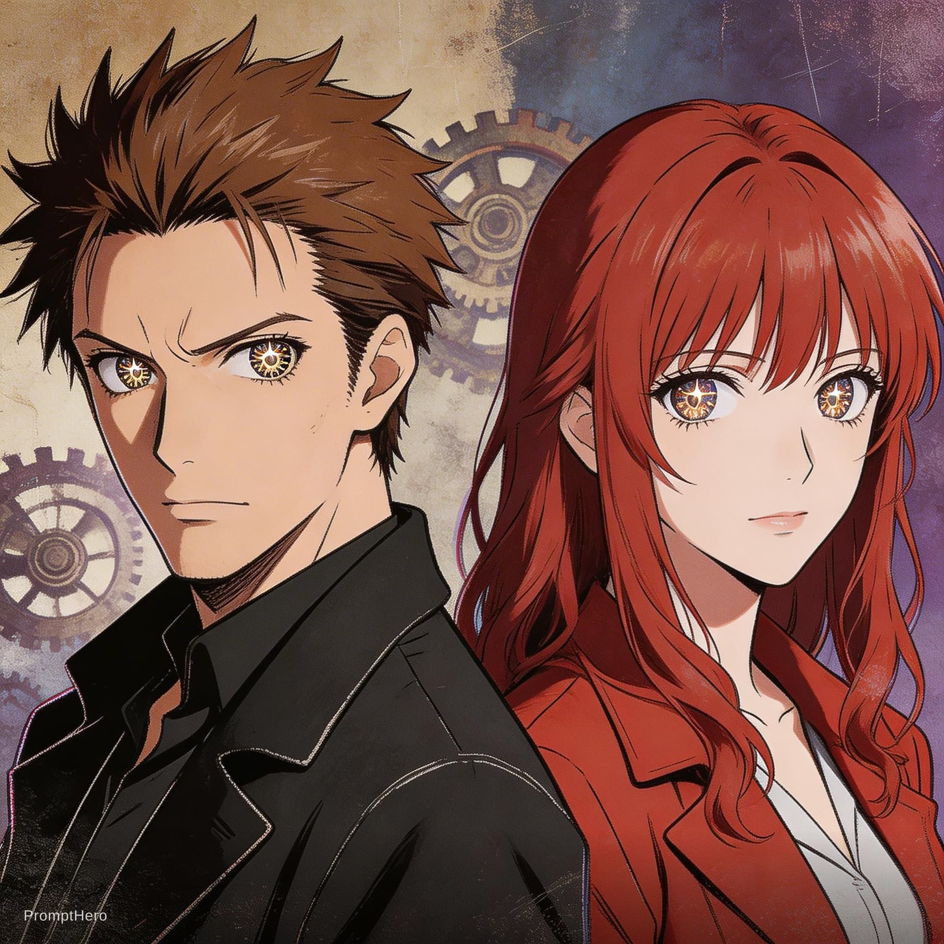 AI generated: masterpiece, authentic huke art style, Steins;Gate official visual novel art style, 2D digital illus...