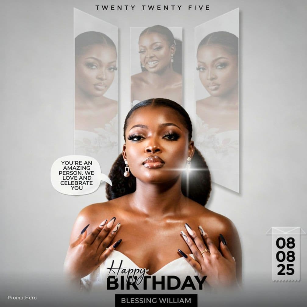 AI generated: Create image prompt for Ai to generate birthday flyer design for uploaded image 