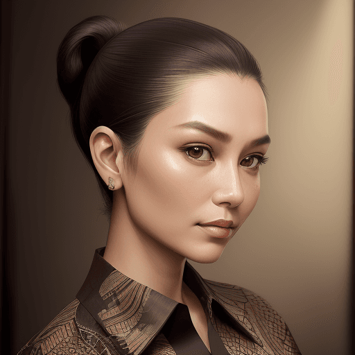 AI generated: A portrait of a young woman with an elegant and sophisticated style. Her hair is pulled back into a ...