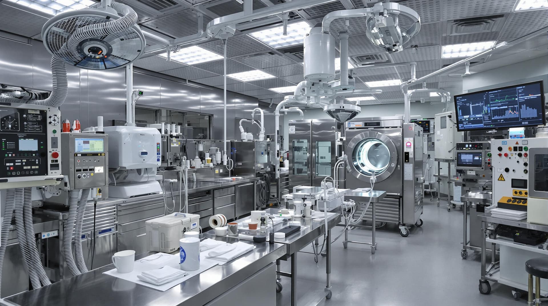 AI generated: /imagine prompt: ISO-certified medical lab with 4MP clarity, stainless steel workstations under 6500...