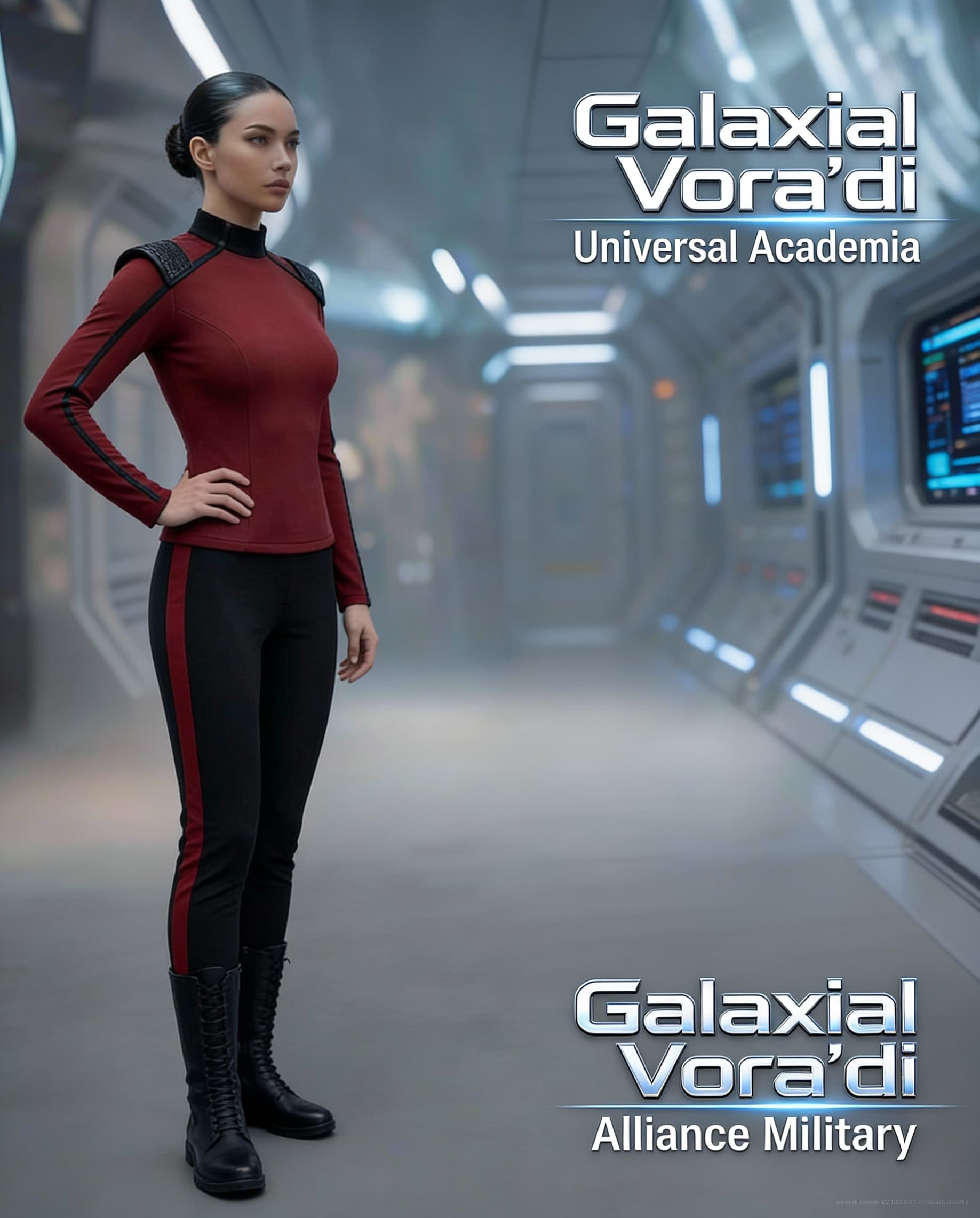 AI generated: Create Sci-Fi images. Recruitment Images for the Galaxial Vora’di Universal Academia and the Galaxia...