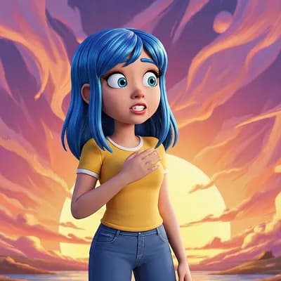 AI generated video: A stylized cartoonish video based on these lyrics: [Intro} {Happy Guitar, Pounding pulsating kick]
[...