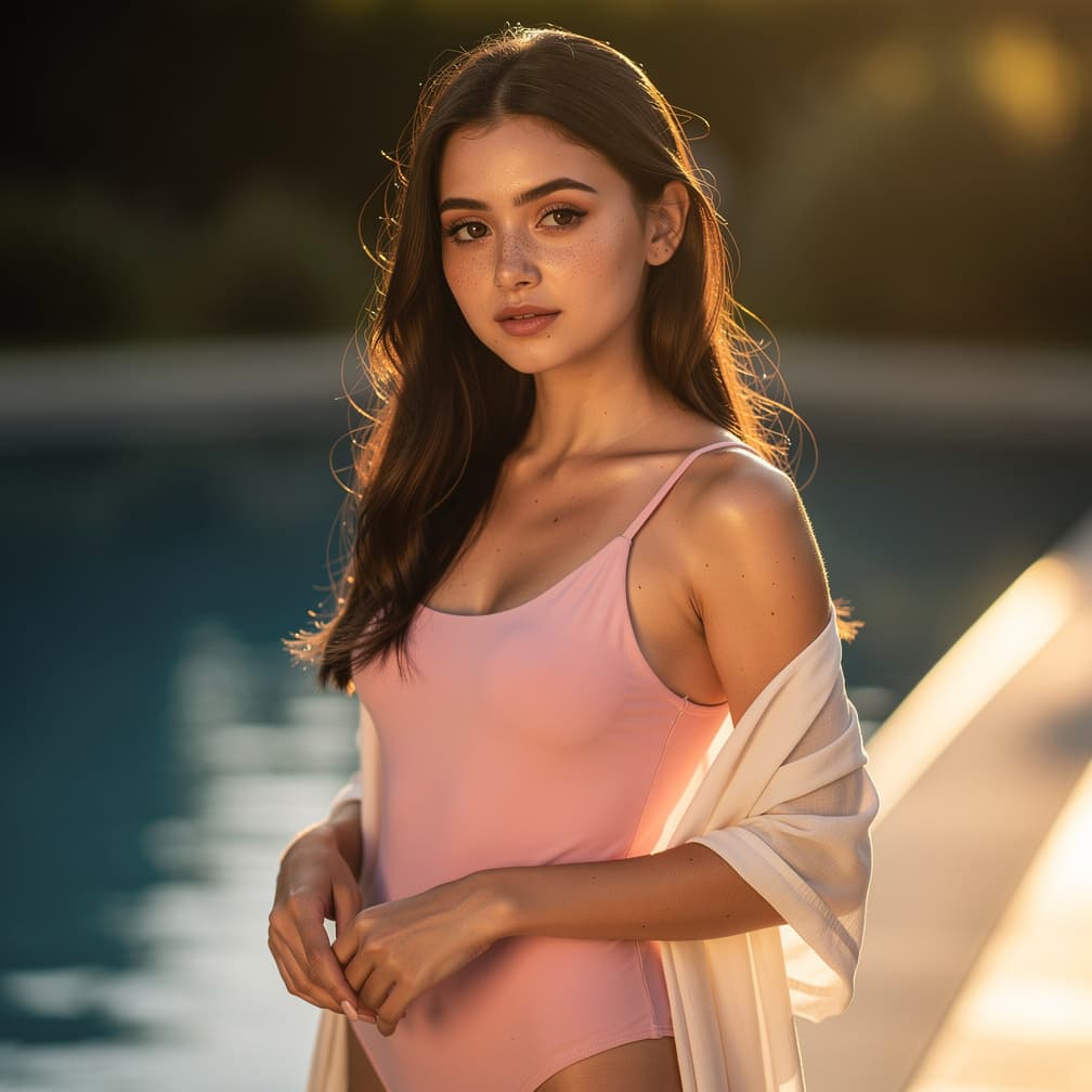 AI generated: Photorealistic 8k image of Emma, an extremely petite and delicate 18-year-old girl who looks much yo...
