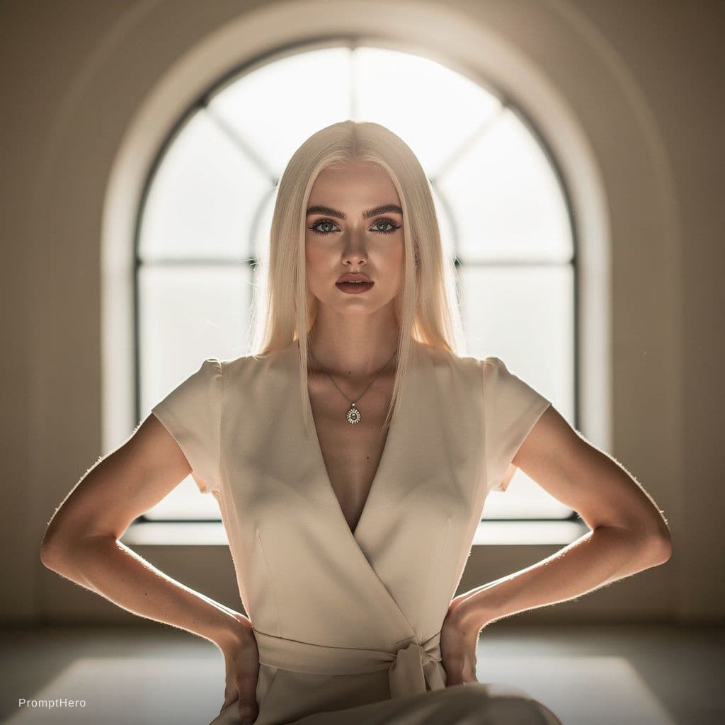 AI generated: close up of a naked  woman sitting in front of a window, full frontal lighting, bloom lighting, thic...