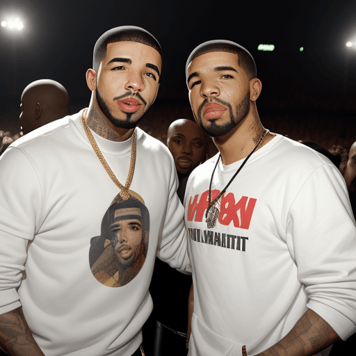 AI generated: two of the most famous rappers drake and yeat meeting up 